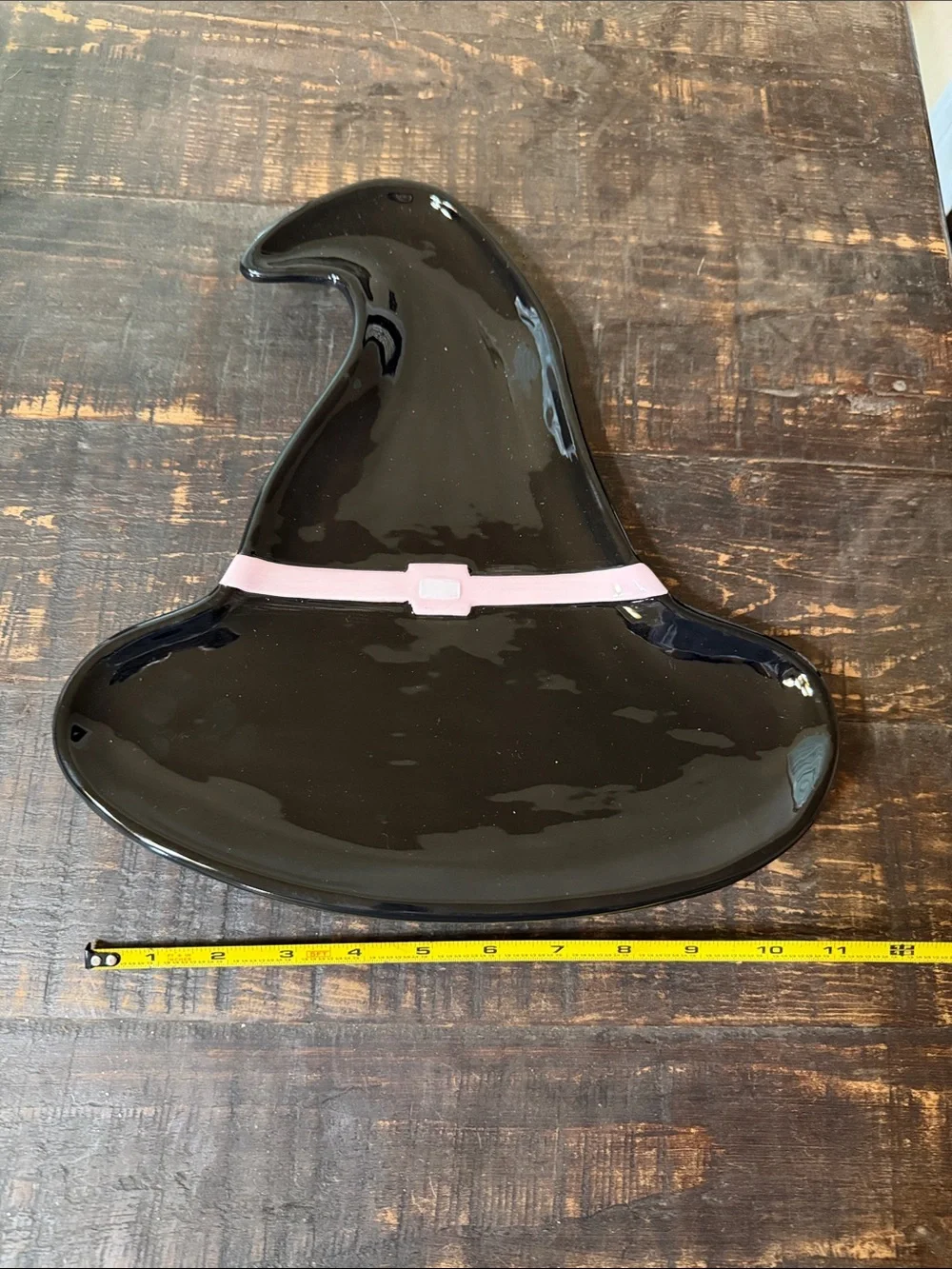 Black Witch Hat Trinket Dish with Pink Band